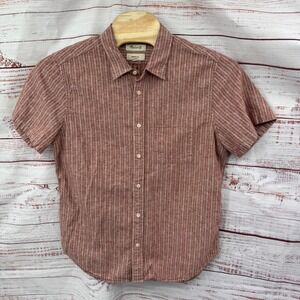 Madewell Shirt Mens Size XL Perfect Fit Short Sleeve Striped Linen Blend Casual